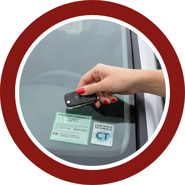 Attestation d'assurance et carte grise contre un pare-brise