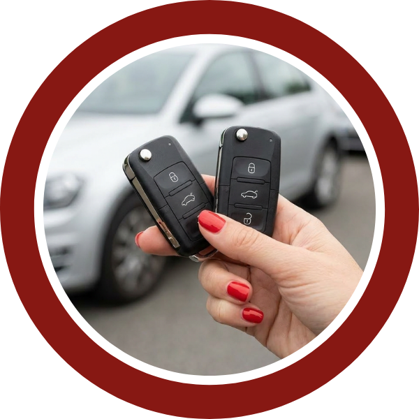 Deux clés de voiture tenues en main
