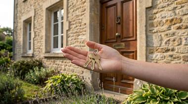 Clés de maison devant une porte